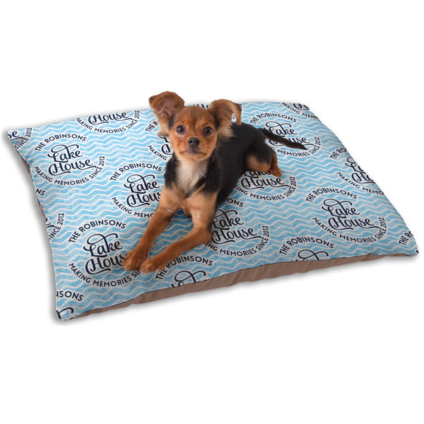 Custom Lake House #2 Dog Bed - Small w/ Name All Over