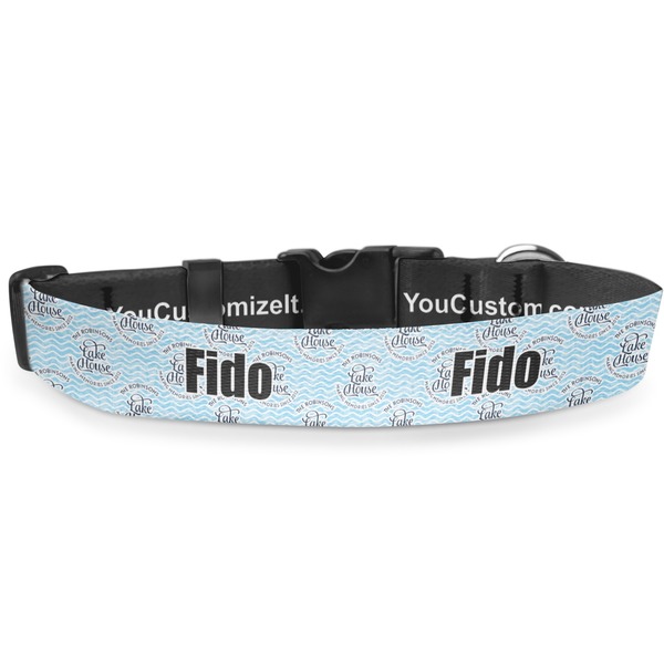 Custom Lake House #2 Deluxe Dog Collar - Double Extra Large (20.5" to 35") (Personalized)