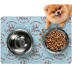 Lake House #2 Dog Food Mat - Small w/ Name All Over