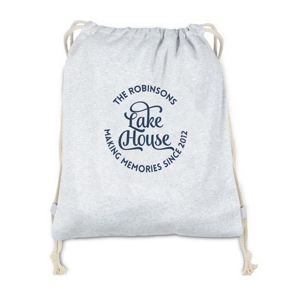 Custom Lake House #2 Drawstring Backpack - Sweatshirt Fleece - Single Sided (Personalized)