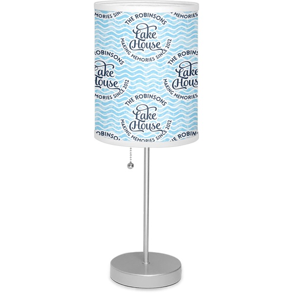 Custom Lake House #2 7" Drum Lamp with Shade Linen (Personalized)