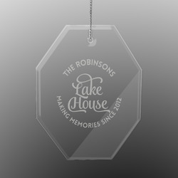 Lake House #2 Engraved Glass Ornament - Octagon (Personalized)