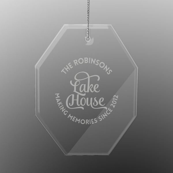 Custom Lake House #2 Engraved Glass Ornament - Octagon (Personalized)