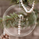 Lake House #2 Engraved Glass Ornament (Personalized)