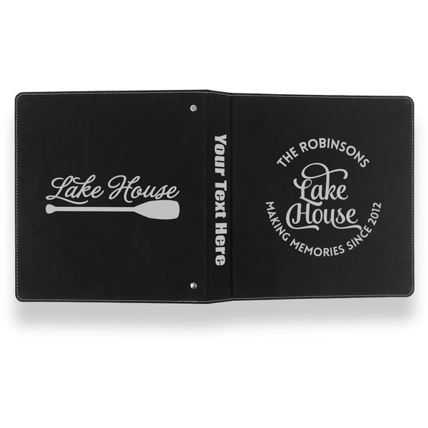 Lake House #2 Leather Binder - 1" - Black- Back Spine Front View