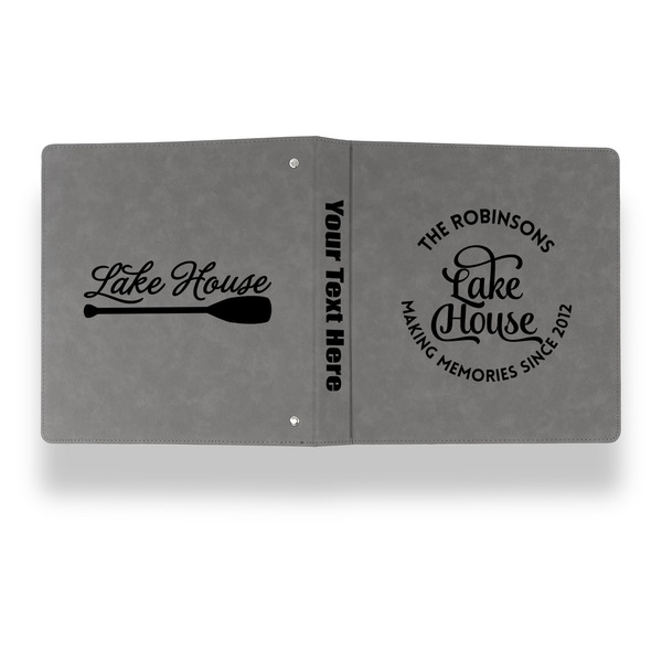 Lake House #2 Leather Binder - 1" - Grey - Back Spine Front View