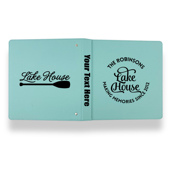 Lake House #2 Leather Binder - 1" - Teal - Back Spine Front View
