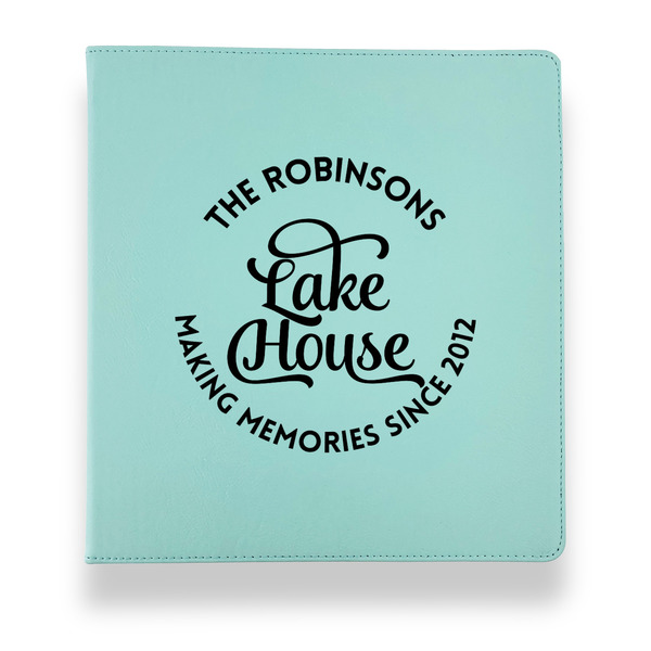 Custom Lake House #2 Leather Binder - 1" - Teal (Personalized)