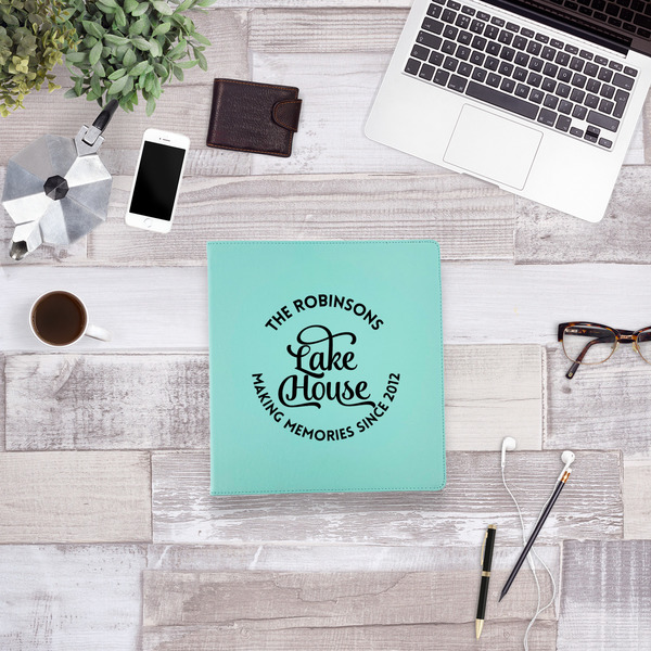 Lake House #2 Leather Binder - 1" - Teal - Lifestyle View