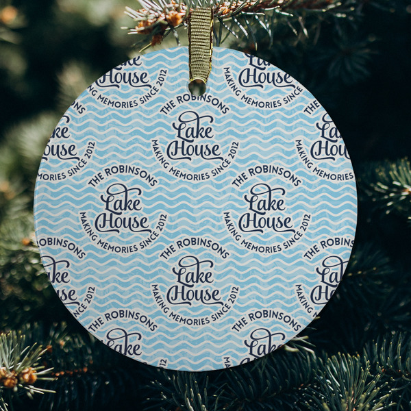 Lake House #2 Frosted Glass Ornament - Round (Lifestyle)