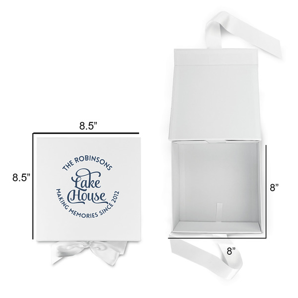Lake House #2 Gift Boxes with Magnetic Lid - White - Open & Closed
