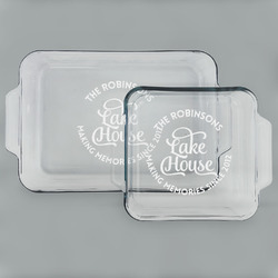 Lake House #2 Set of Glass Baking & Cake Dish - 13in x 9in & 8in x 8in (Personalized)