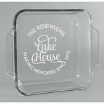 Lake House #2 Glass Cake Dish - 8in x 8in (Personalized)