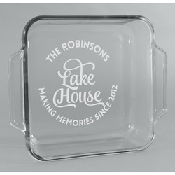 Lake House #2 Glass Cake Dish - 8in x 8in (Personalized)