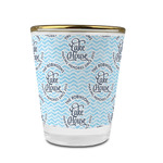 Lake House #2 Glass Shot Glass - 1.5 oz - with Gold Rim - Single (Personalized)