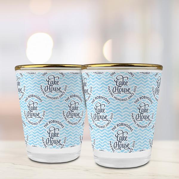 Lake House #2 Glass Shot Glass - with gold rim - LIFESTYLE