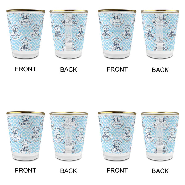 Lake House #2 Glass Shot Glass - with gold rim - Set of 4 - APPROVAL
