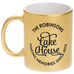 Lake House #2 Metallic Gold Mug (Personalized)