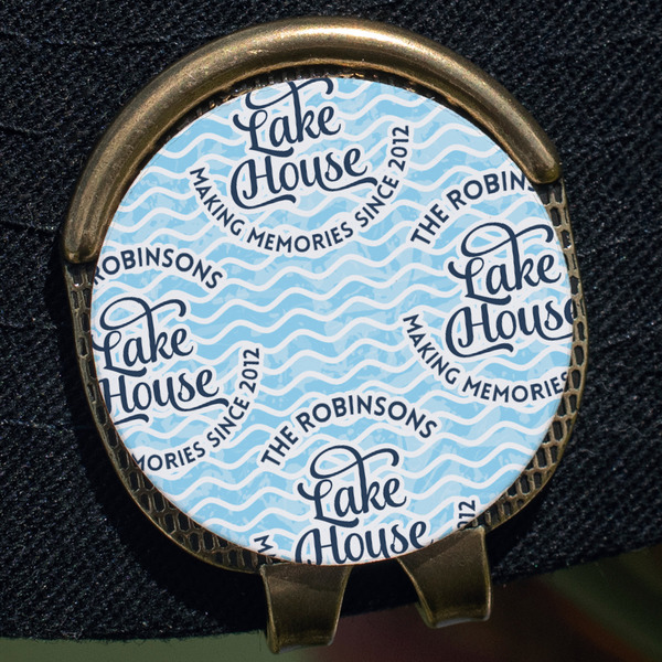 Lake House #2 Golf Ball Marker Hat Clip - Gold - Close Up