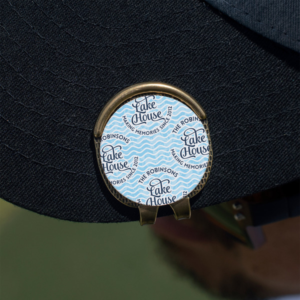 Lake House #2 Golf Ball Marker Hat Clip - Gold - On Hat