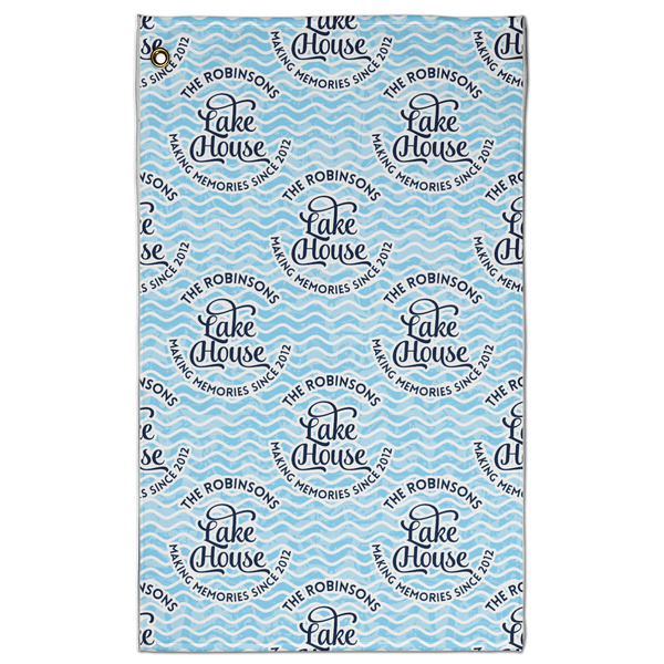 Custom Lake House #2 Golf Towel - Poly-Cotton Blend - Large w/ Name All Over
