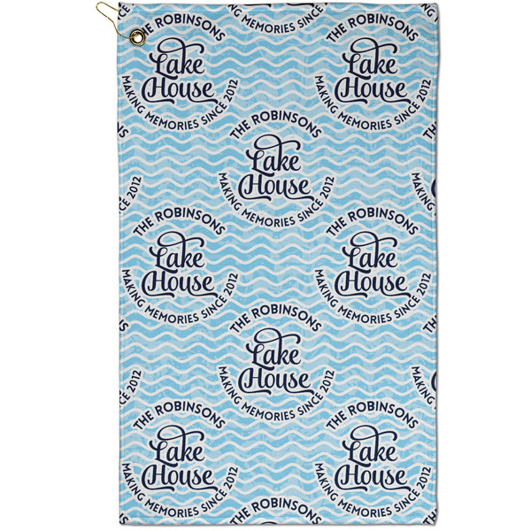 Custom Lake House #2 Golf Towel - Poly-Cotton Blend - Small w/ Name All Over