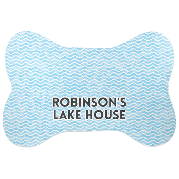Custom Lake House #2 Bone Shaped Dog Food Mat (Personalized)
