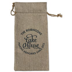 Lake House #2 Large Burlap Gift Bag - Front (Personalized)