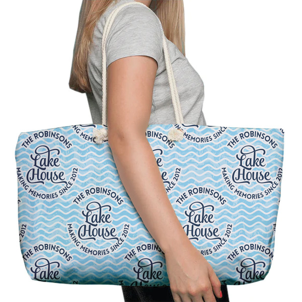 Lake House #2 Large Rope Tote Bag - In Context View