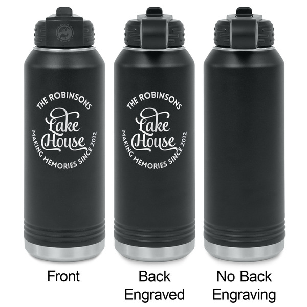 Lake House #2 Laser Engraved Water Bottles - 2 Styles - Front & Back View