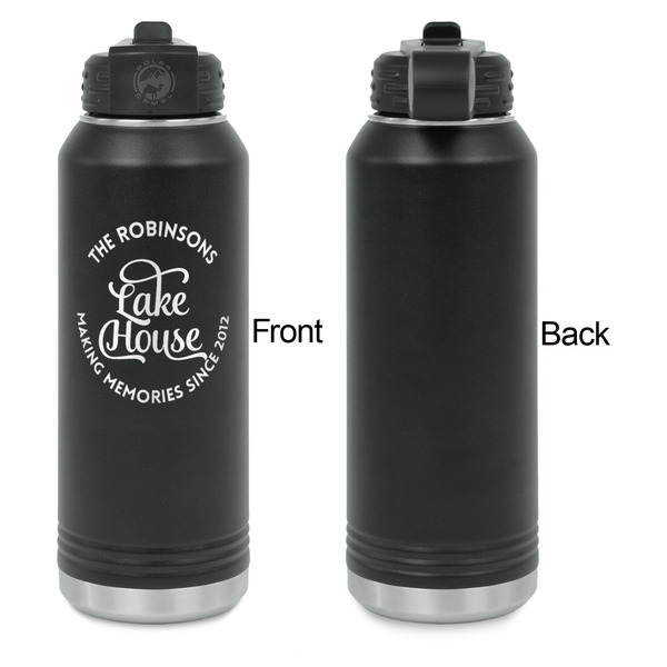 Lake House #2 Laser Engraved Water Bottles - Front Engraving - Front & Back View