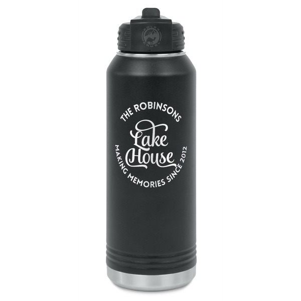 Custom Lake House #2 Water Bottle - Laser Engraved - Front (Personalized)