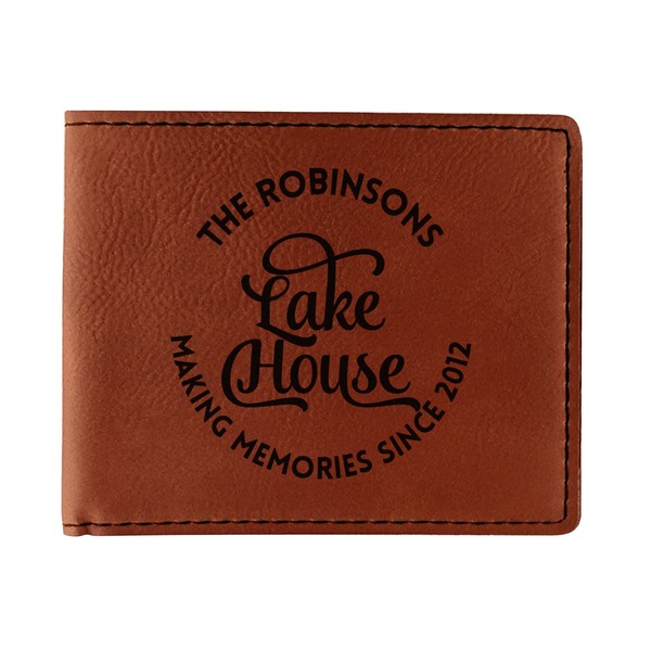 Custom Lake House #2 Leatherette Bifold Wallet - Double Sided (Personalized)