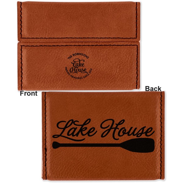 Lake House #2 Leather Business Card Holder - Front Back