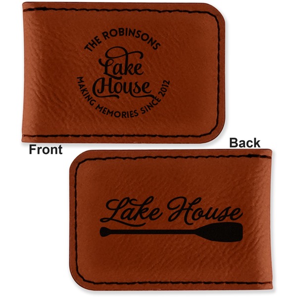 Lake House #2 Leatherette Magnetic Money Clip - Front and Back