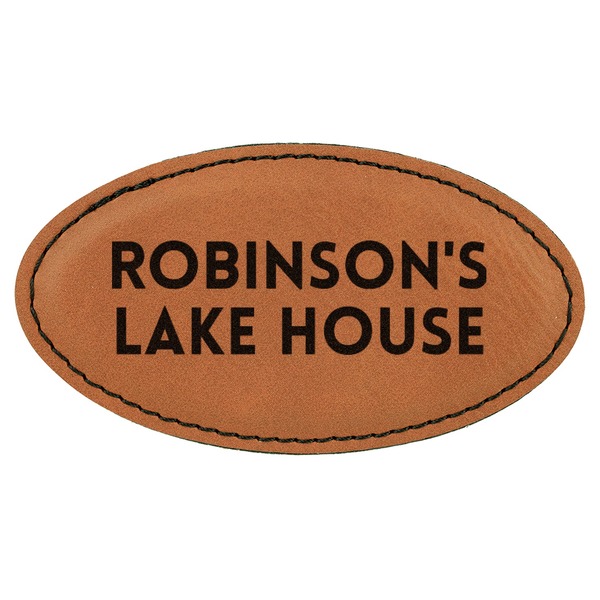 Custom Lake House #2 Leatherette Oval Name Badge with Magnet (Personalized)