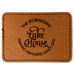 Lake House #2 Faux Leather Iron On Patch - Rectangle (Personalized)