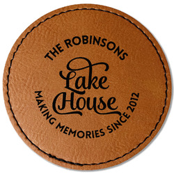 Lake House #2 Faux Leather Iron On Patch - Round (Personalized)