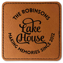 Lake House #2 Faux Leather Iron On Patch - Square (Personalized)