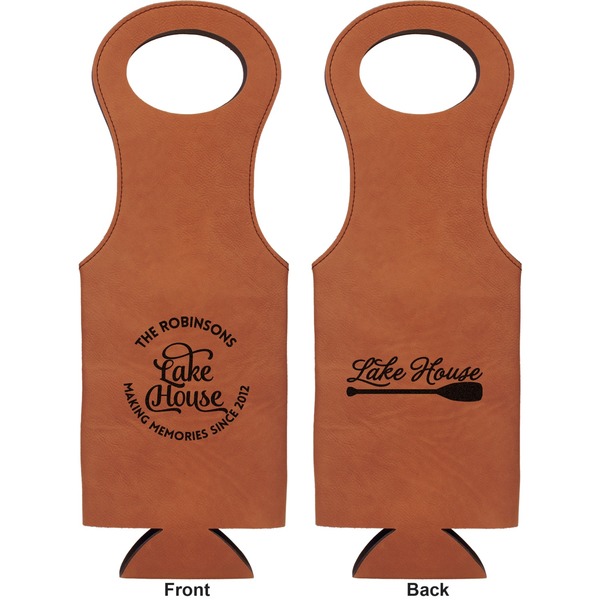 Lake House #2 Leatherette Wine Tote Double Sided - Front and Back