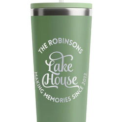 Lake House #2 RTIC Everyday Tumbler with Straw - 28oz - Light Green - Double-Sided (Personalized)