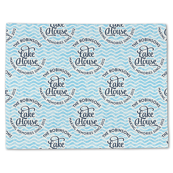 Custom Lake House #2 Single-Sided Linen Placemat - Single w/ Name All Over