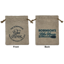 Lake House #2 Medium Burlap Gift Bag - Front & Back (Personalized)