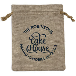 Lake House #2 Medium Burlap Gift Bag - Front (Personalized)