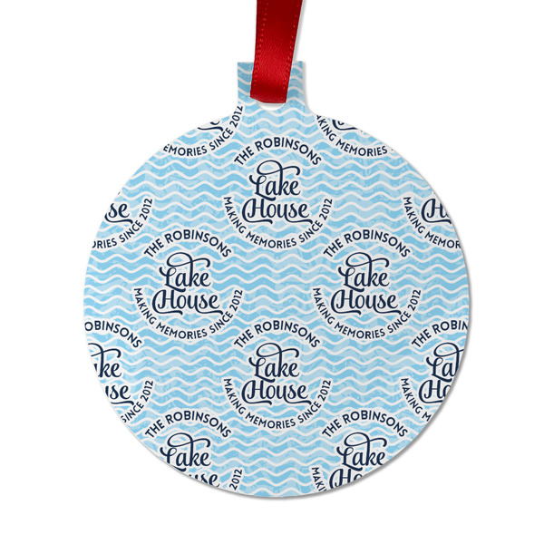 Lake House #2 Metal Ball Ornament - Front