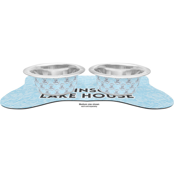 Lake House #2 Metal Pet Bowls - On Dog Bone Shaped Mat