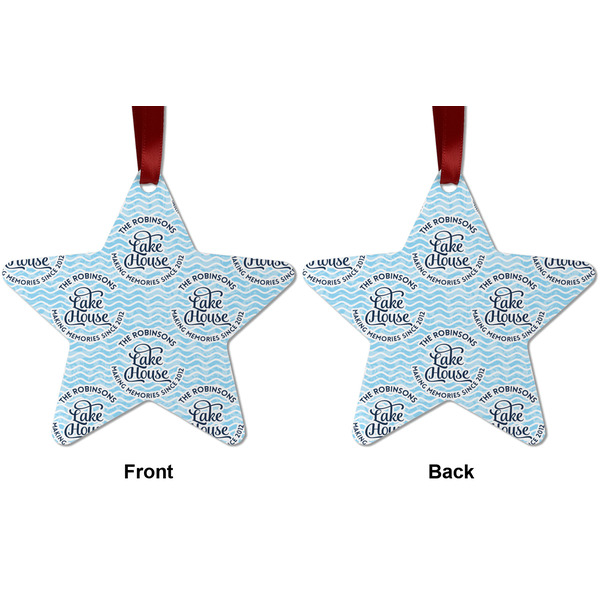 Lake House #2 Metal Star Ornament - Front and Back