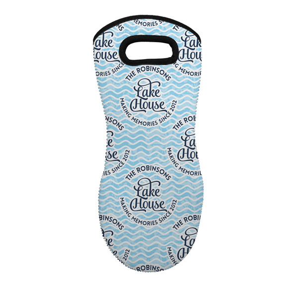 Custom Lake House #2 Neoprene Oven Mitt - Single w/ Name All Over