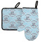 Lake House #2 Left Oven Mitt & Pot Holder Set w/ Name All Over