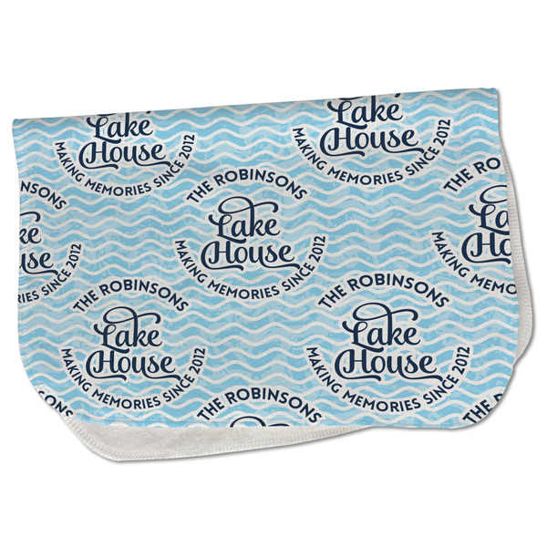 Custom Lake House #2 Burp Cloth - Fleece w/ Name All Over